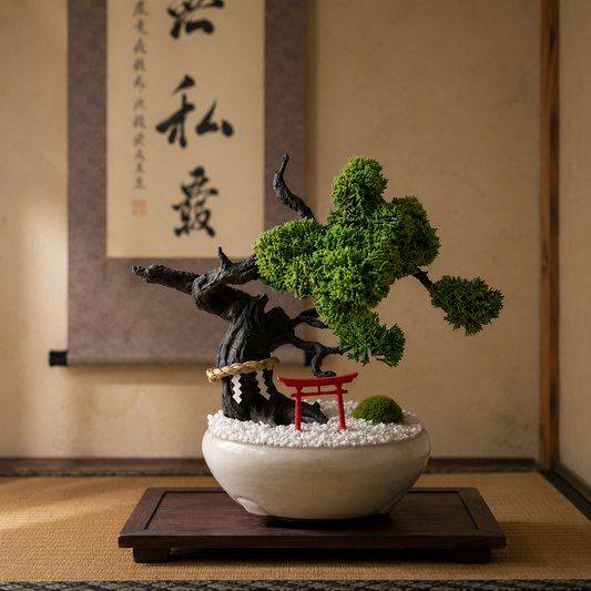 Japanese Bonsai Object with Torii -Green