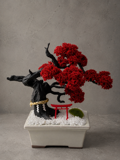 Objeto bonsái japonés con Torii - Rojo