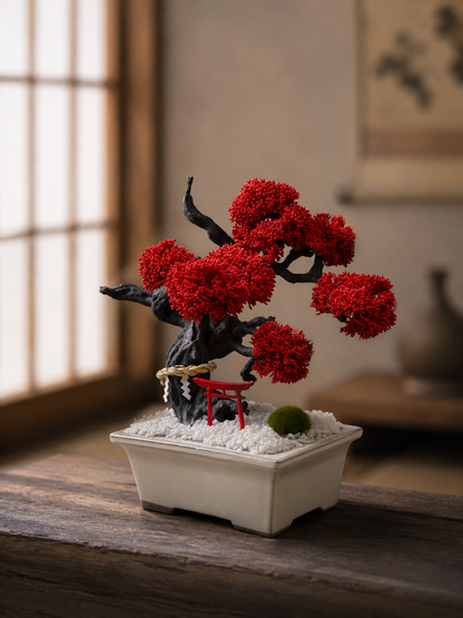 Objeto bonsái japonés con Torii - Rojo