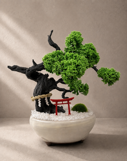 Japanese Bonsai Object with Torii -Green