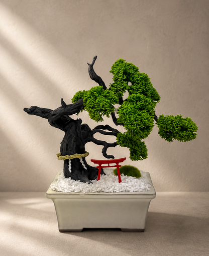 Objeto Bonsái Japonés con Torii - Verde