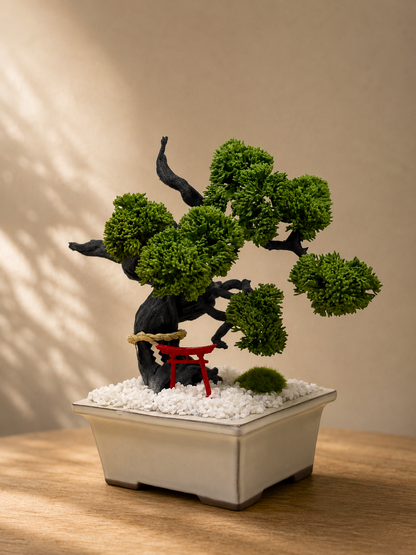 Objeto Bonsái Japonés con Torii - Verde