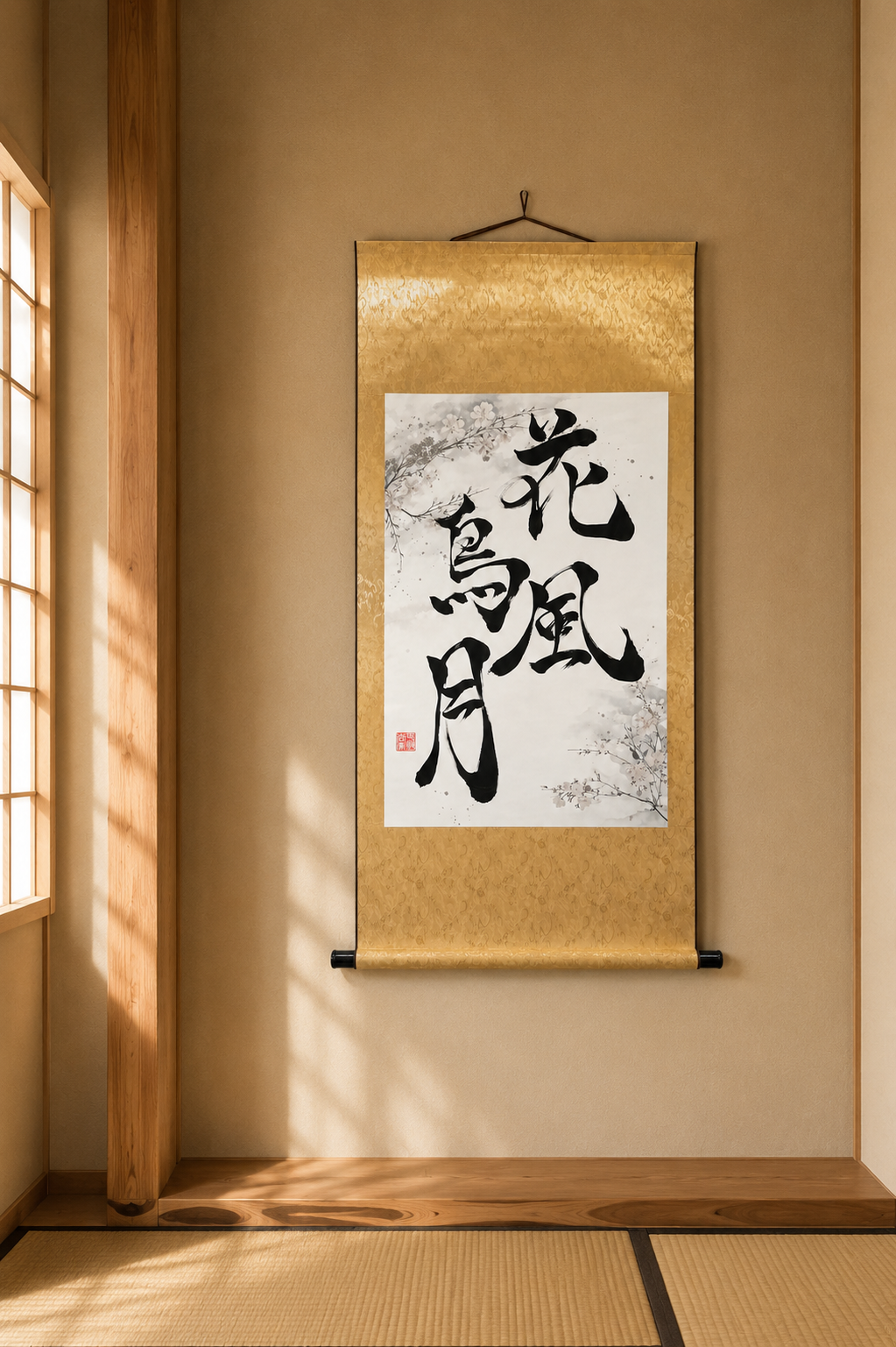 Handwritten Calligraphy Scroll “Kacho Fugetsu”