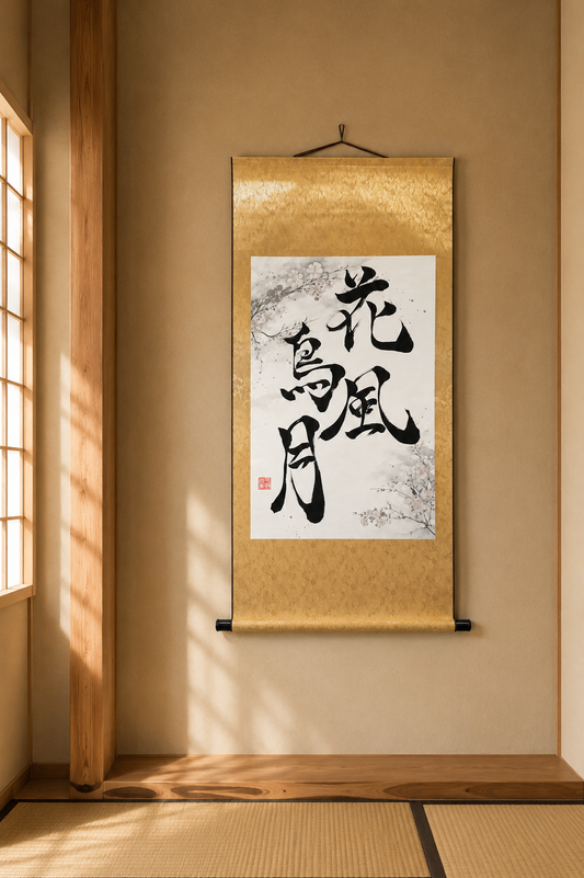 Handwritten Calligraphy Scroll “Kacho Fugetsu”