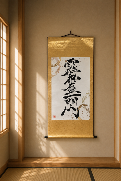 Pergamino de caligrafía hecho a mano "Hekireki Issen"