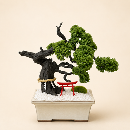 Objeto Bonsái Japonés con Torii - Verde