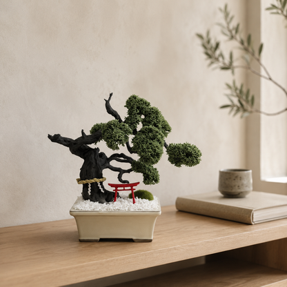 Objeto Bonsái Japonés con Torii - Verde