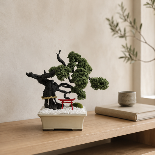 Japanese Bonsai Object with Torii- Green