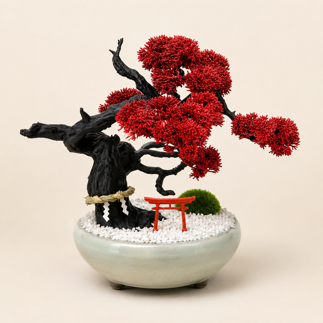 Japanese Bonsai Object with Torii -Red