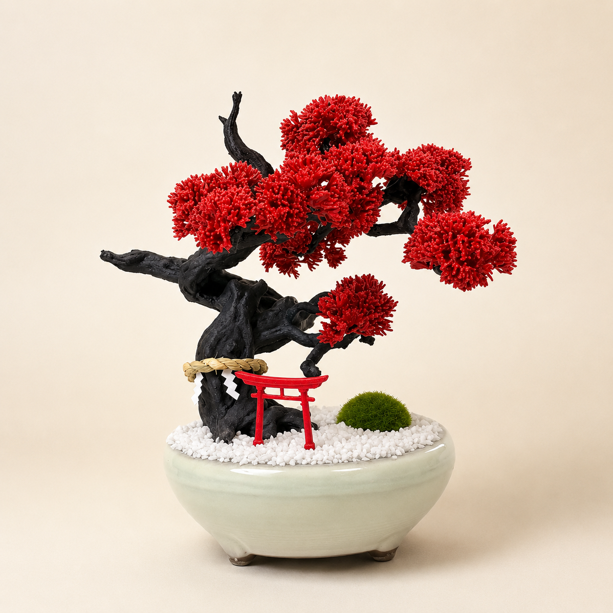 Japanese Bonsai Object with Torii -Red