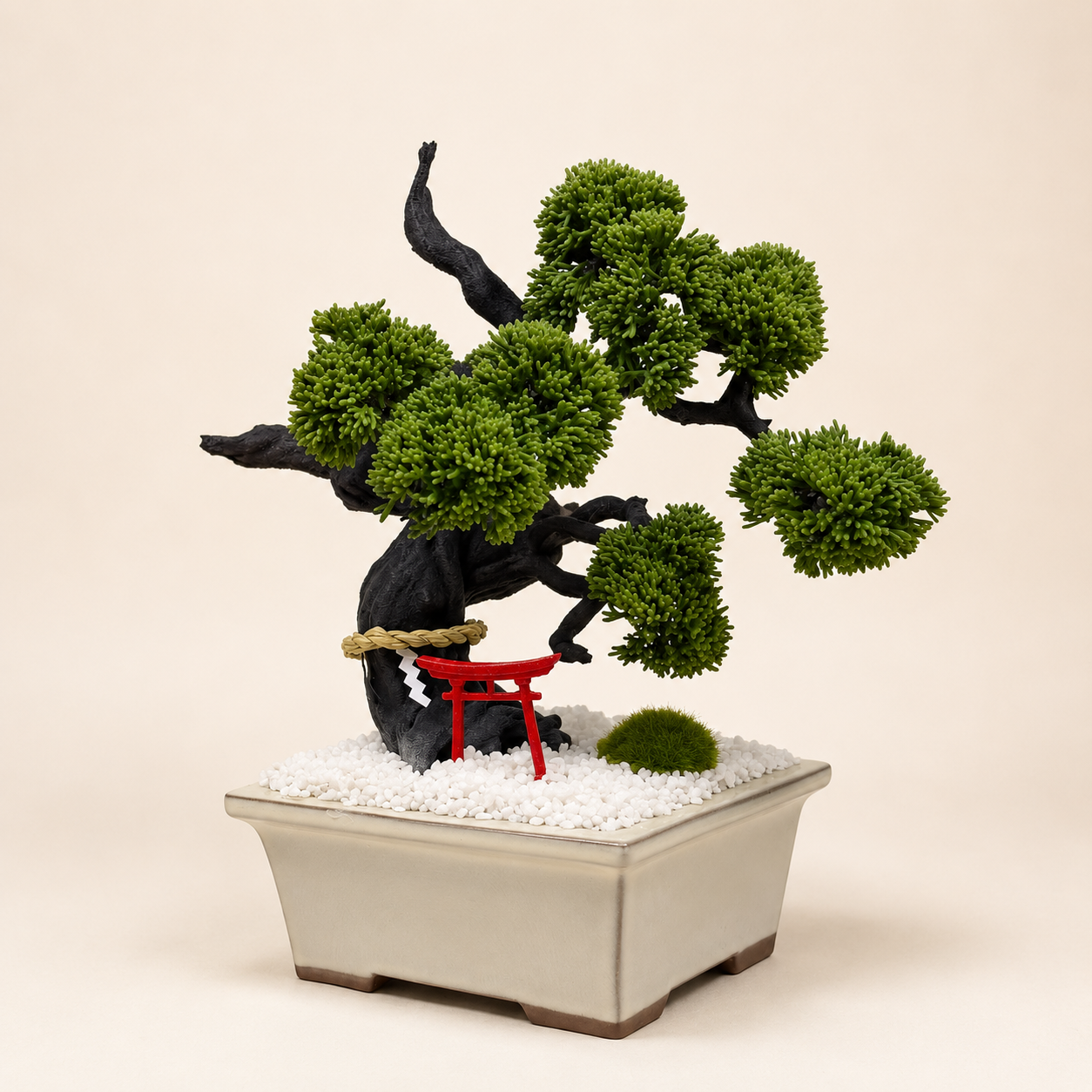 Objeto Bonsái Japonés con Torii - Verde