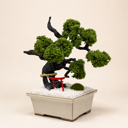 Objeto Bonsái Japonés con Torii - Verde