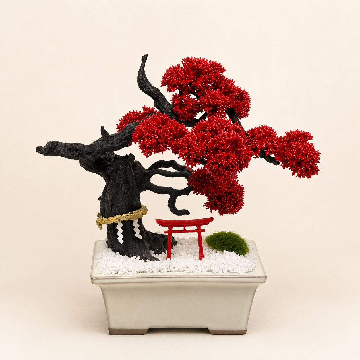 Objeto bonsái japonés con Torii - Rojo