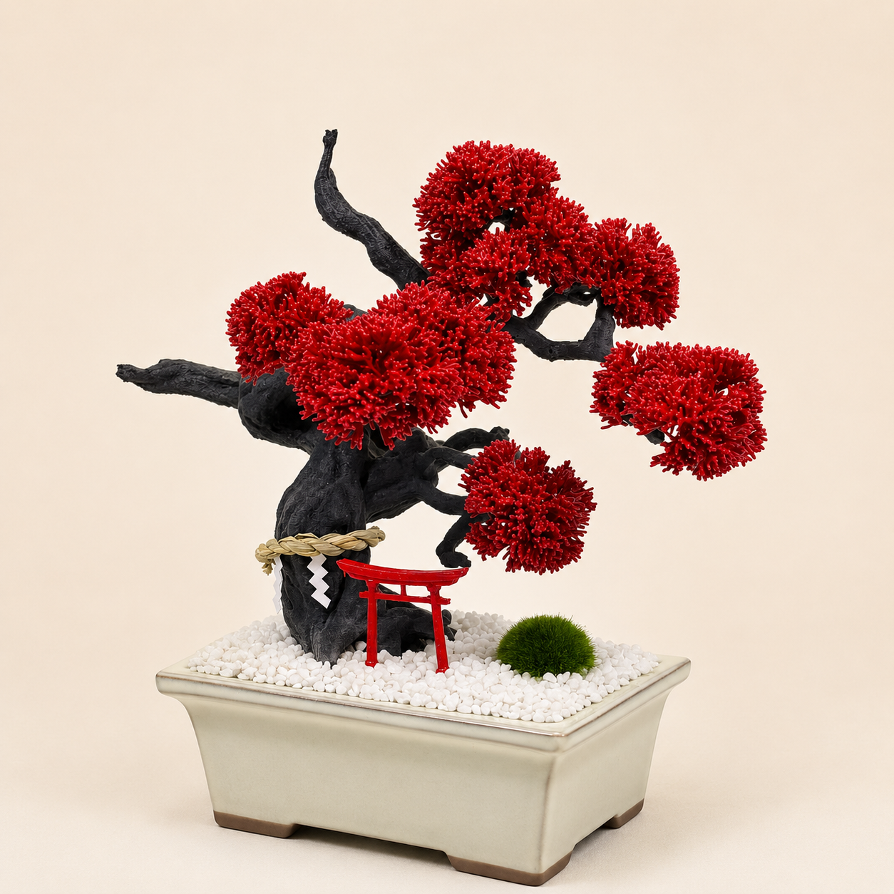 Objeto bonsái japonés con Torii - Rojo