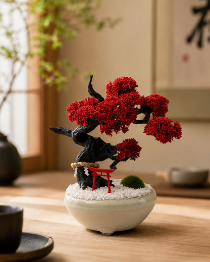 Japanese Bonsai Object with Torii -Red