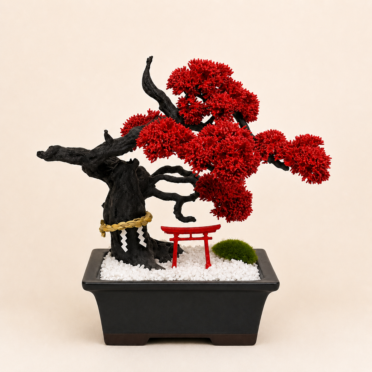 Objeto bonsái japonés con Torii - Rojo