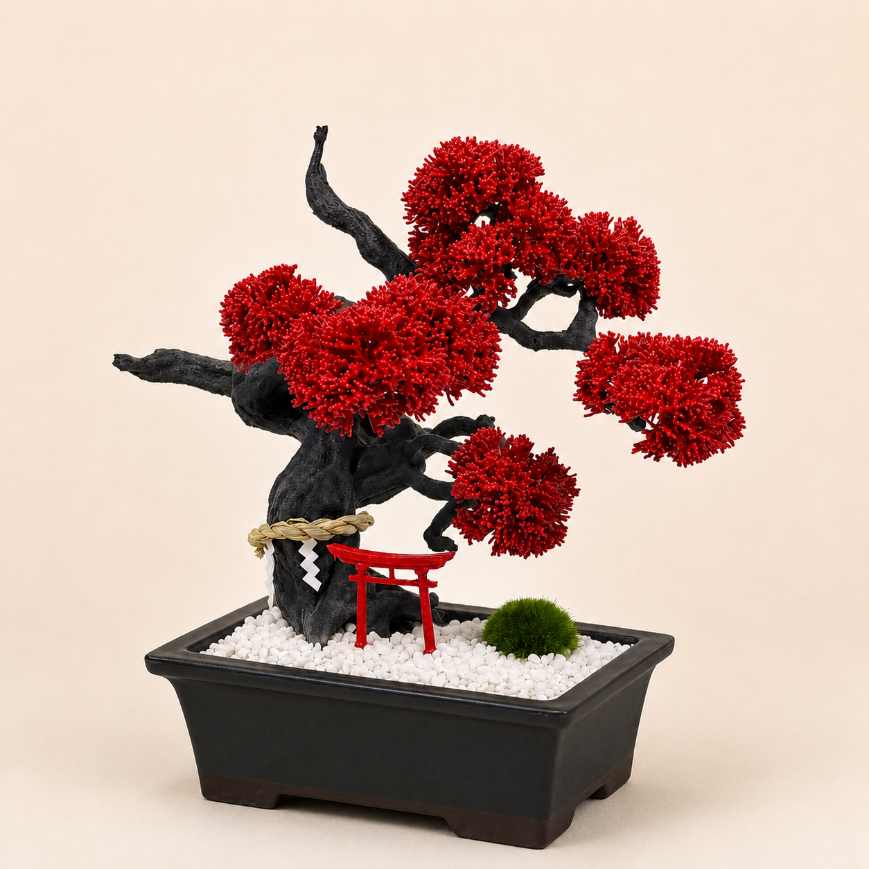 Objeto bonsái japonés con Torii - Rojo
