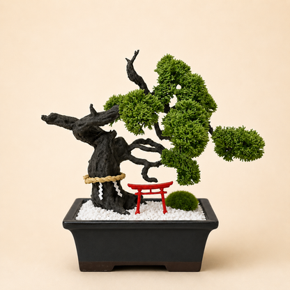 Objeto Bonsái Japonés con Torii - Verde